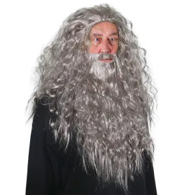 Grey Wig and Beard - Long Gray Wizard Wig and Beard Costume Accessory for Adults and Kids