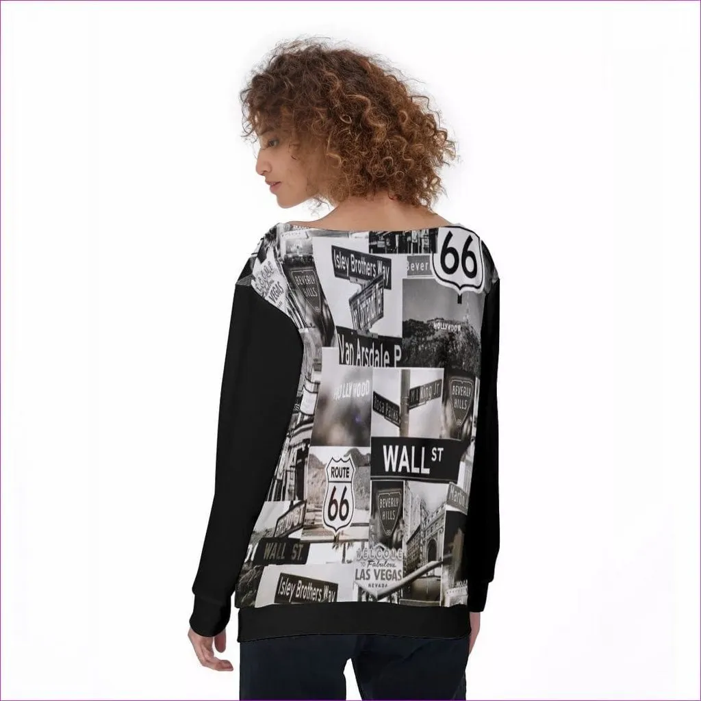 Greyed Streets Womens Off-Shoulder Sweatshirt