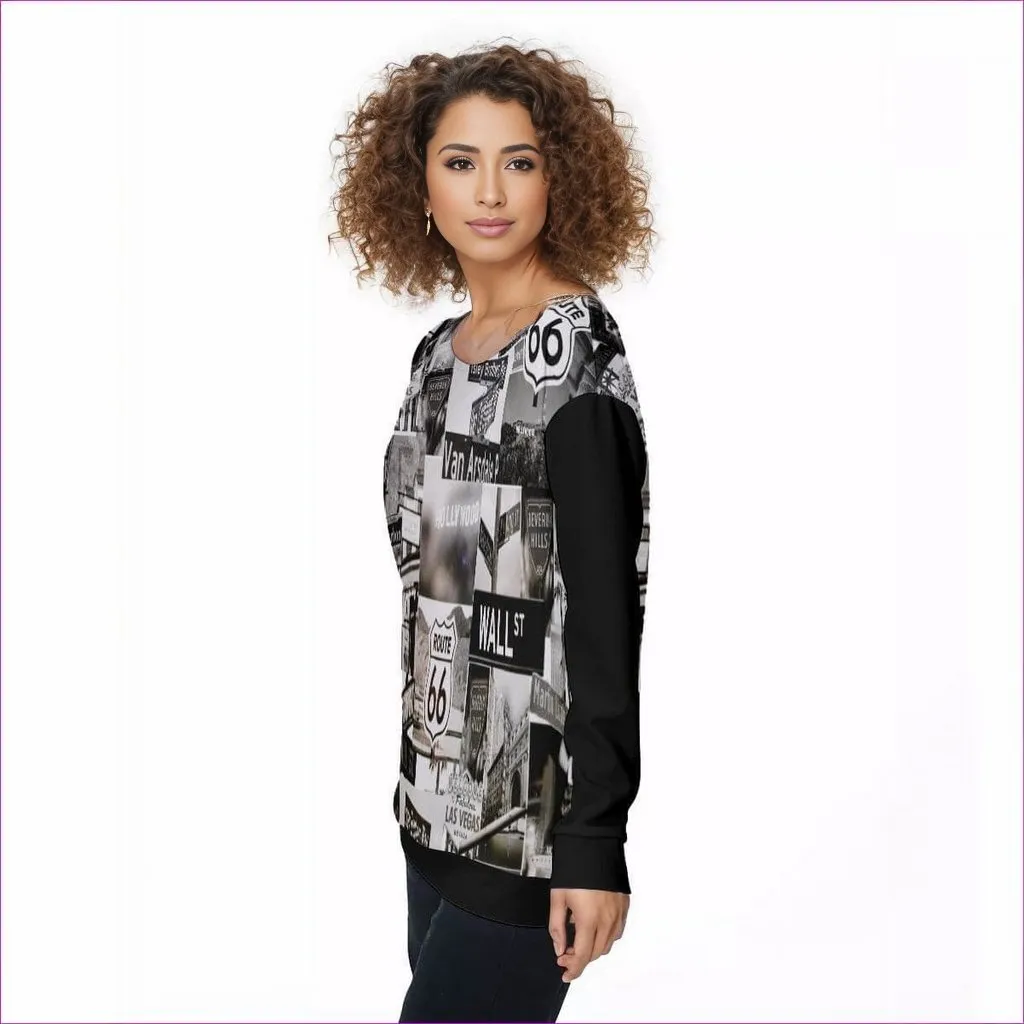 Greyed Streets Womens Off-Shoulder Sweatshirt