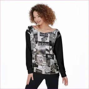 Greyed Streets Womens Off-Shoulder Sweatshirt