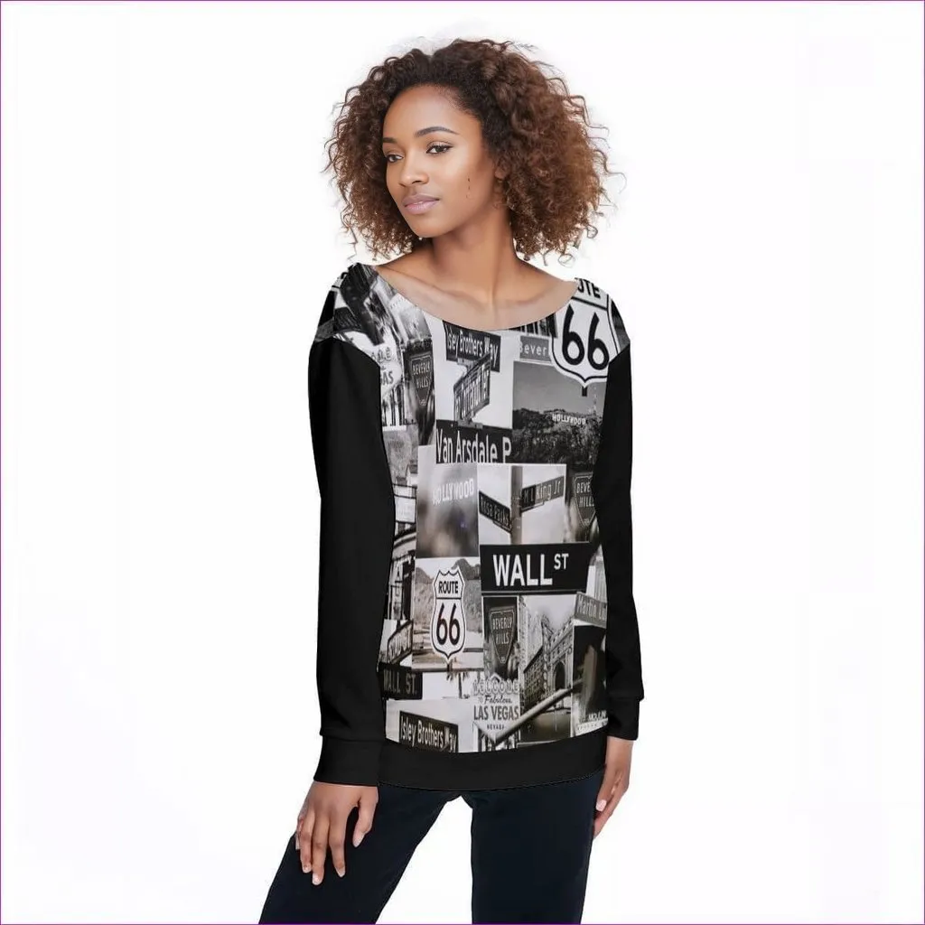 Greyed Streets Womens Off-Shoulder Sweatshirt