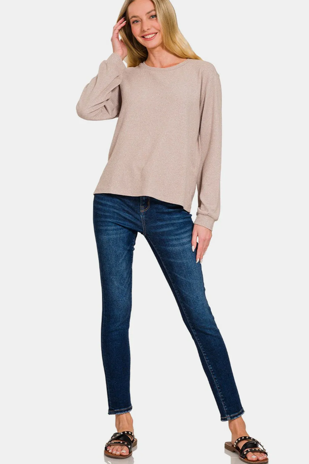 Hacci Round Neck Long Sleeve T-Shirt