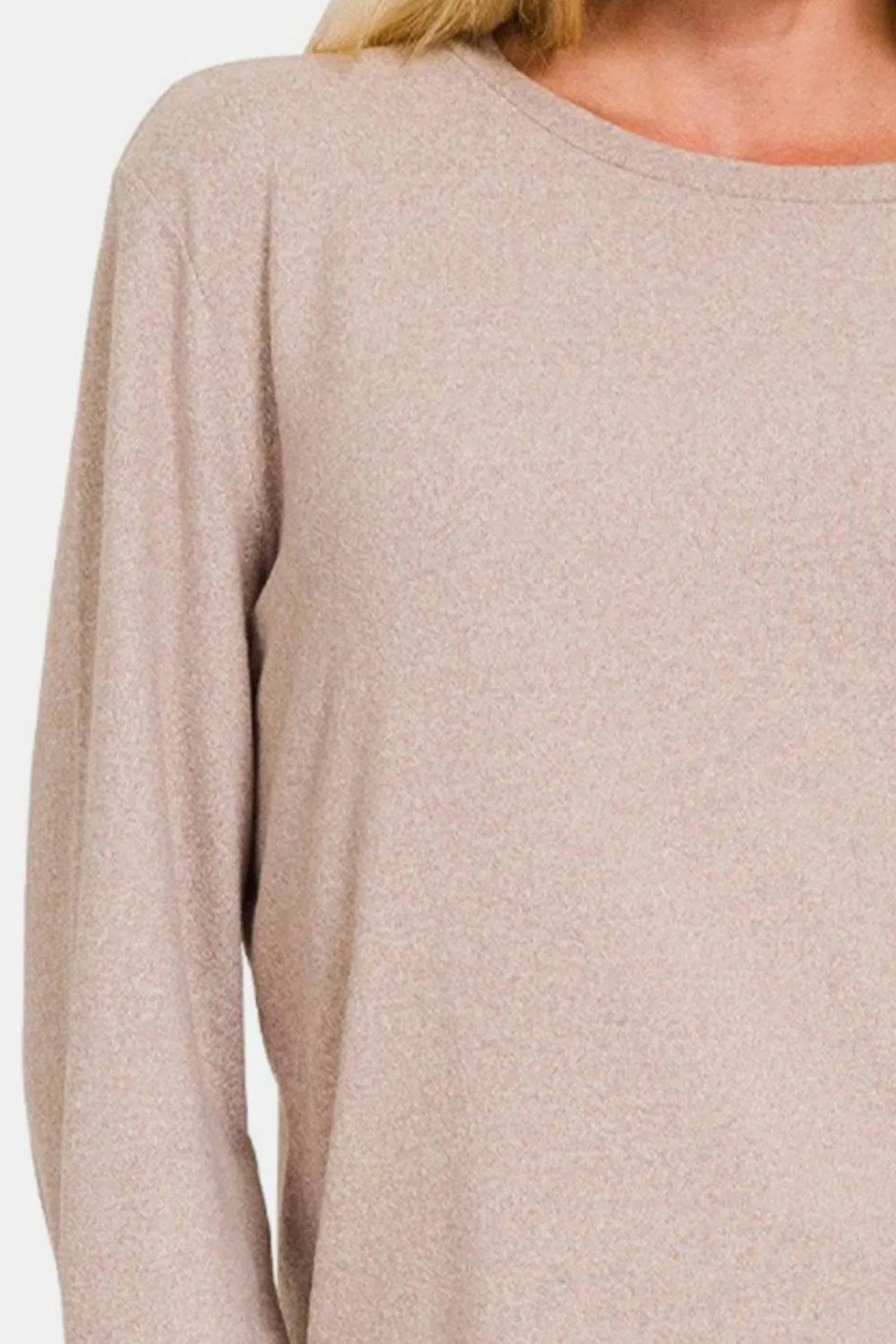 Hacci Round Neck Long Sleeve T-Shirt