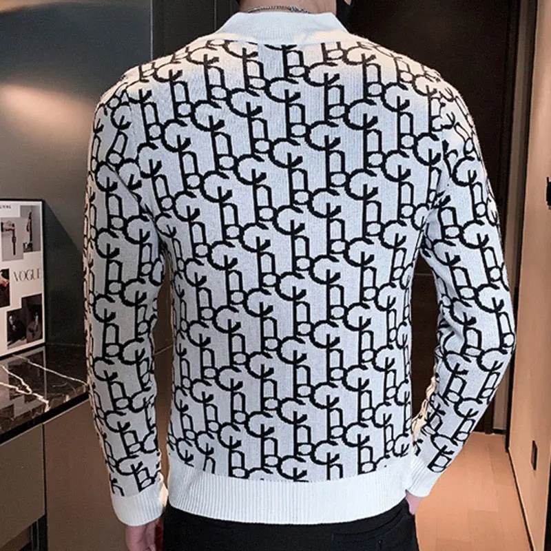 Half Turtleneck Letter Pattern Sweater