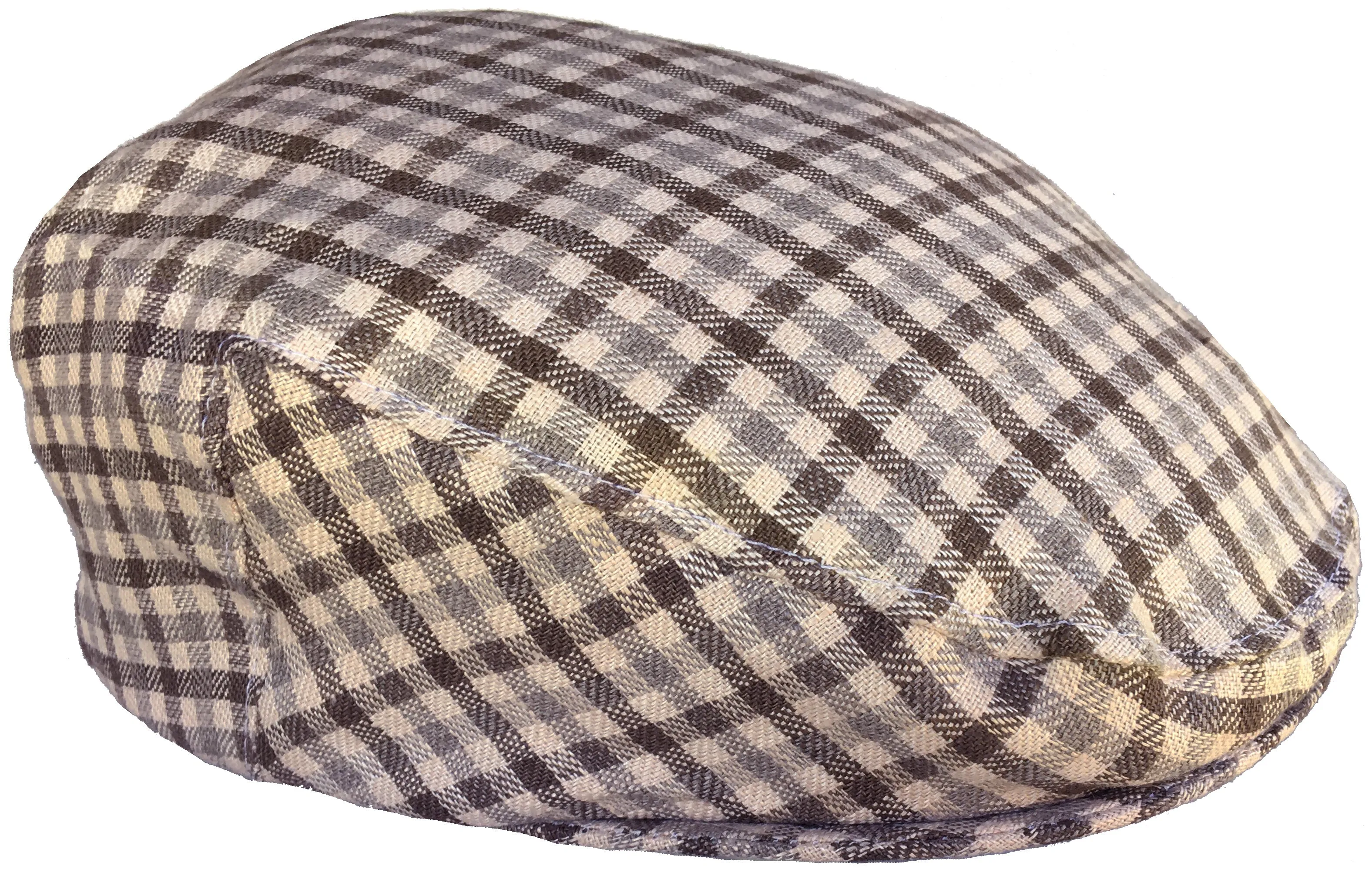 Headchange Made in USA Brown Plaid 100% Linen Ivy Cap