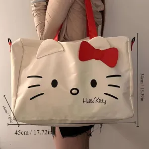 Hello Kitty Waterproof Travel Handbag: Stain-Resistant, Lightweight with Floral Design - Secure & Roomy, Perfect for Office