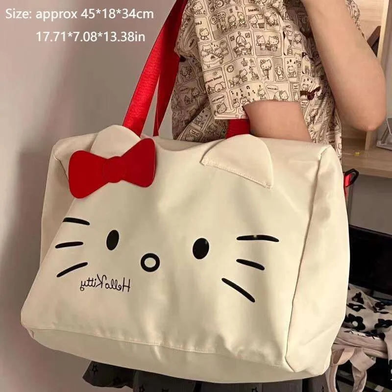 Hello Kitty Waterproof Travel Handbag: Stain-Resistant, Lightweight with Floral Design - Secure & Roomy, Perfect for Office