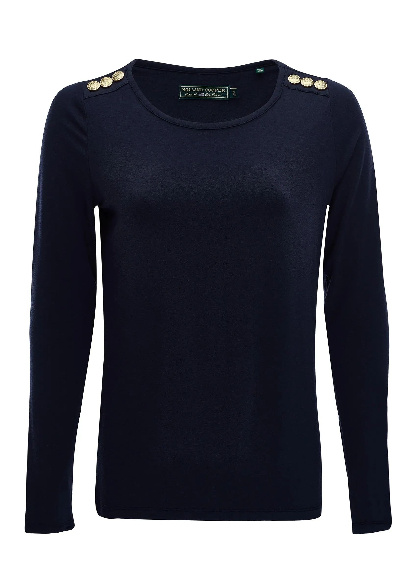 Holland Cooper Long Sleeve Crew Neck Tee in Ink Navy