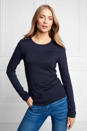 Holland Cooper Long Sleeve Crew Neck Tee in Ink Navy