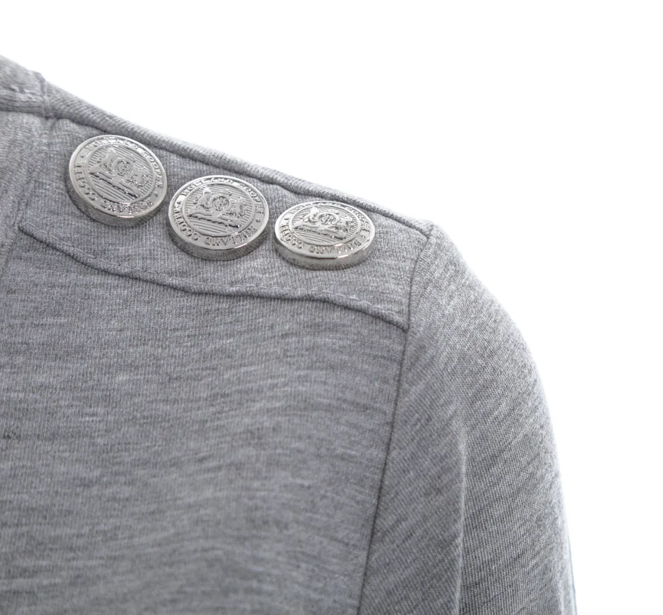 Holland Cooper Long Sleeve Vee Neck Tee in Grey Marle