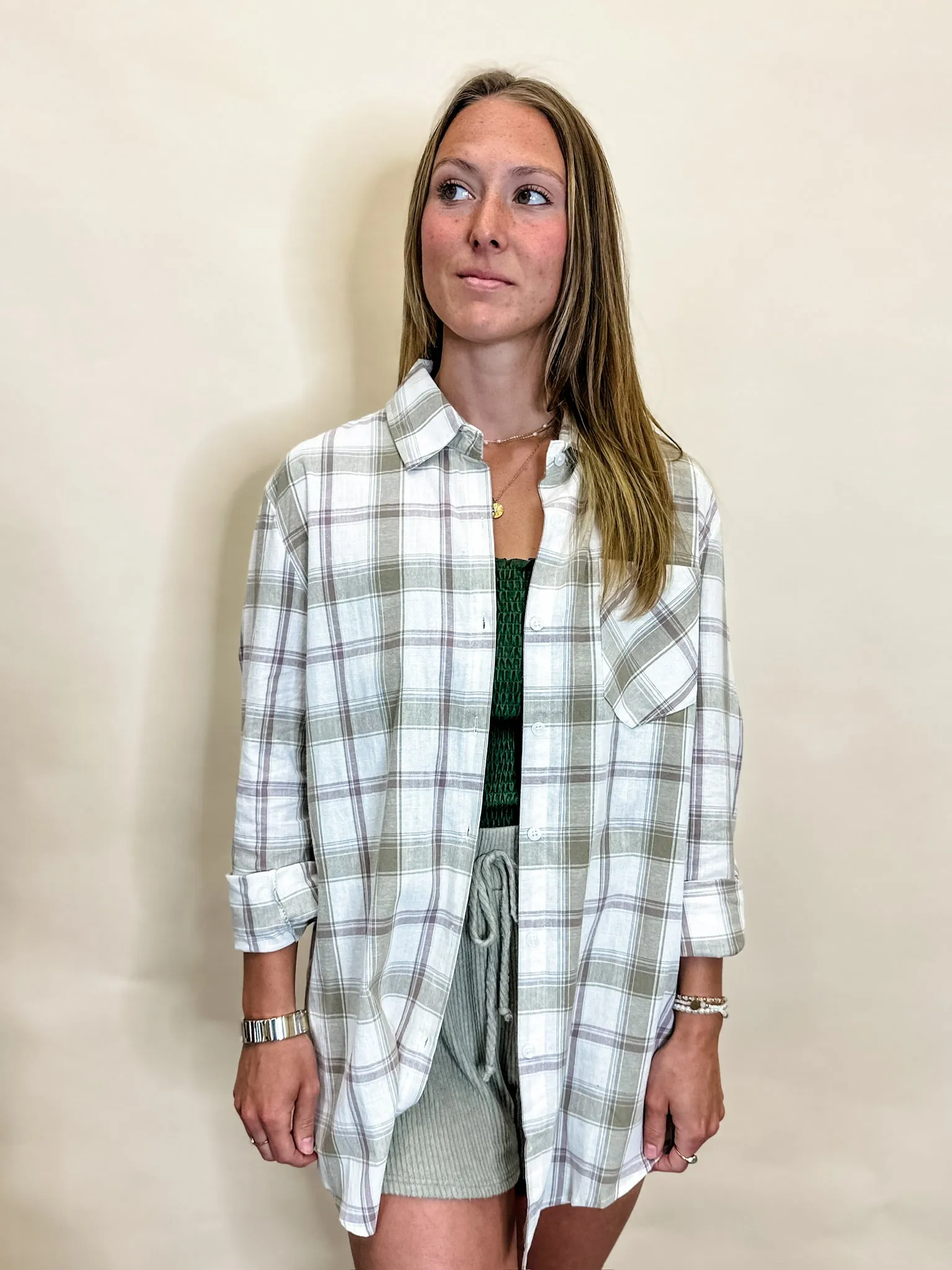 Honey Dew Plaid Button Down