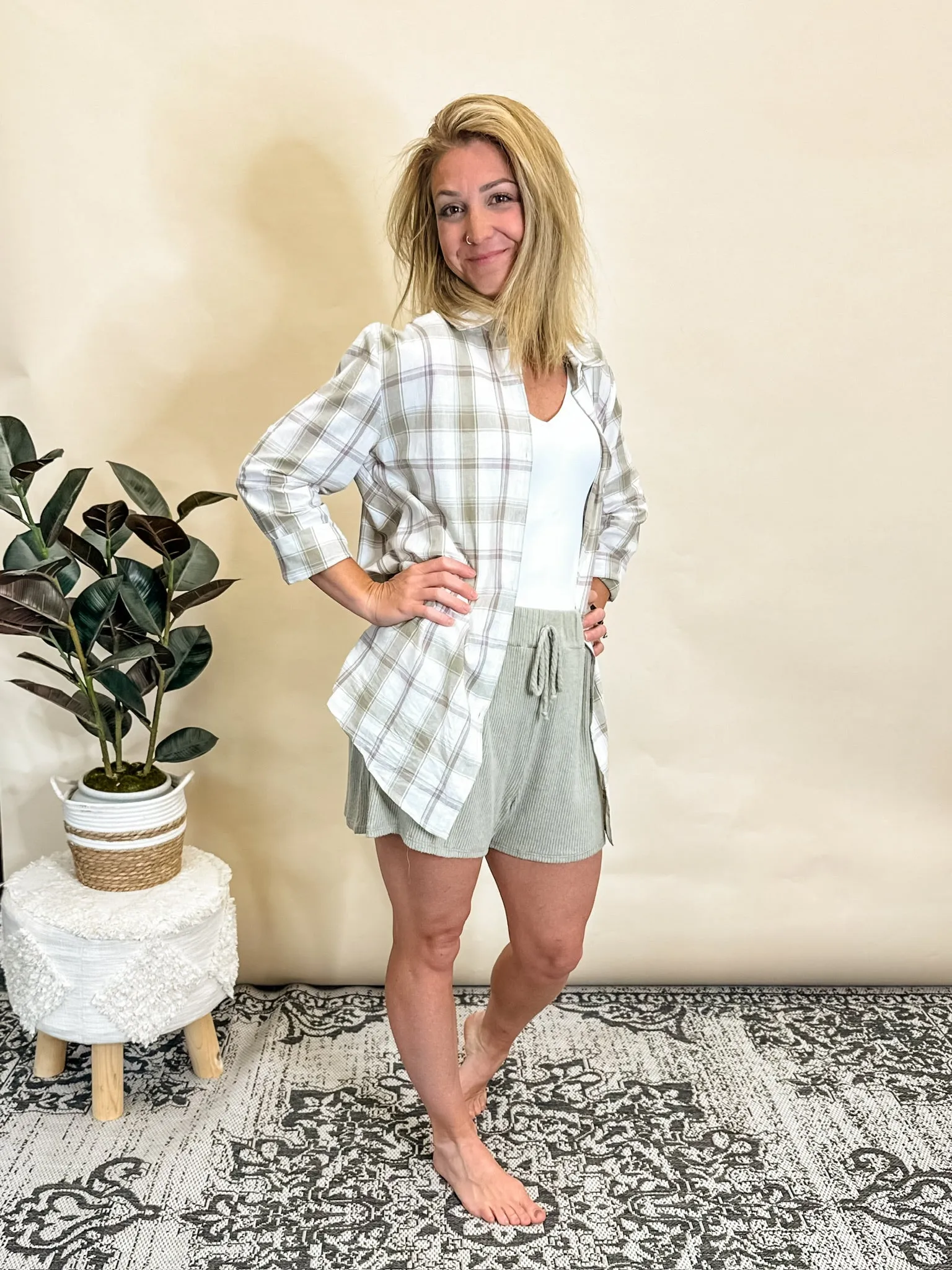 Honey Dew Plaid Button Down