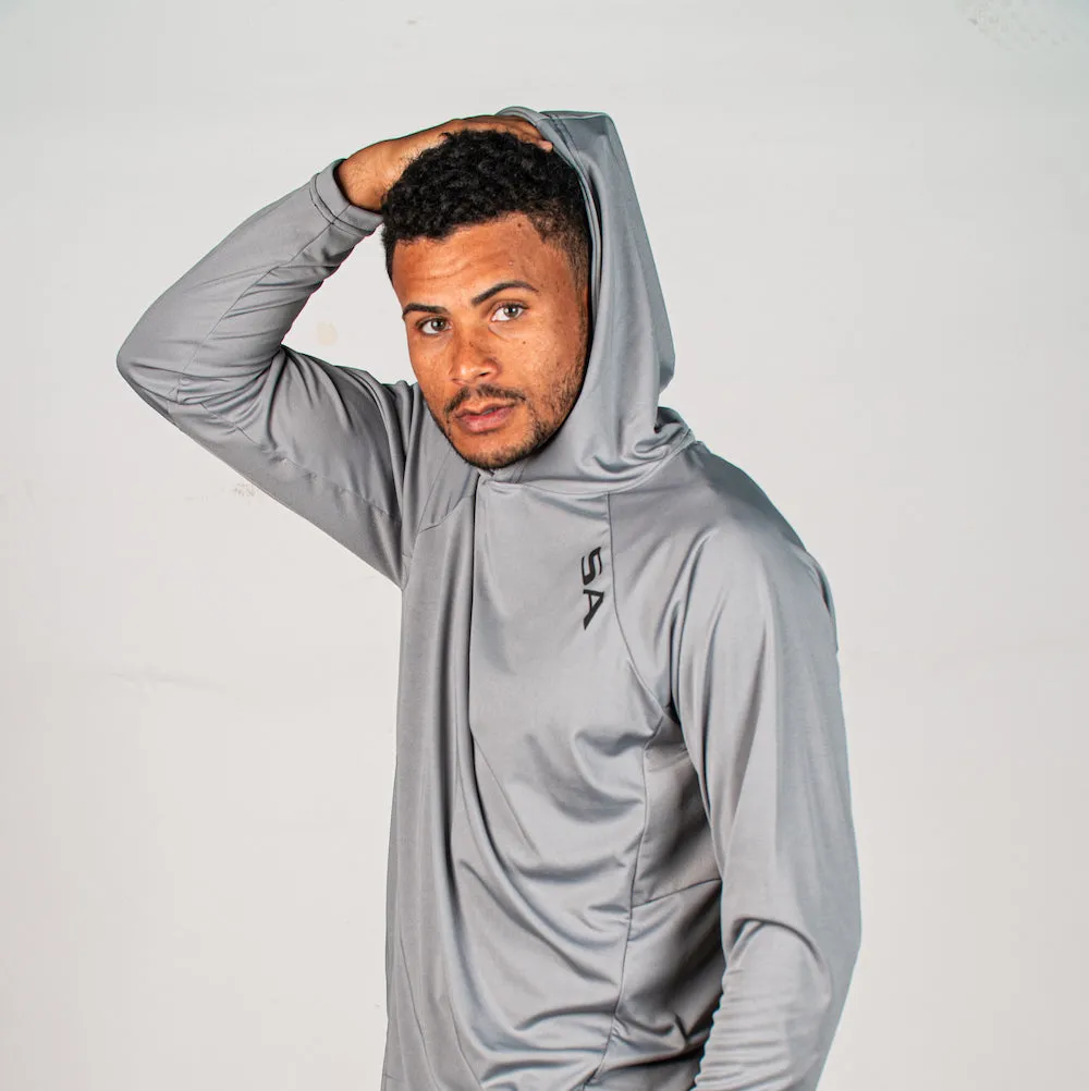 Hooded Performance Long Sleeve Shirt | Grey | SA Logo