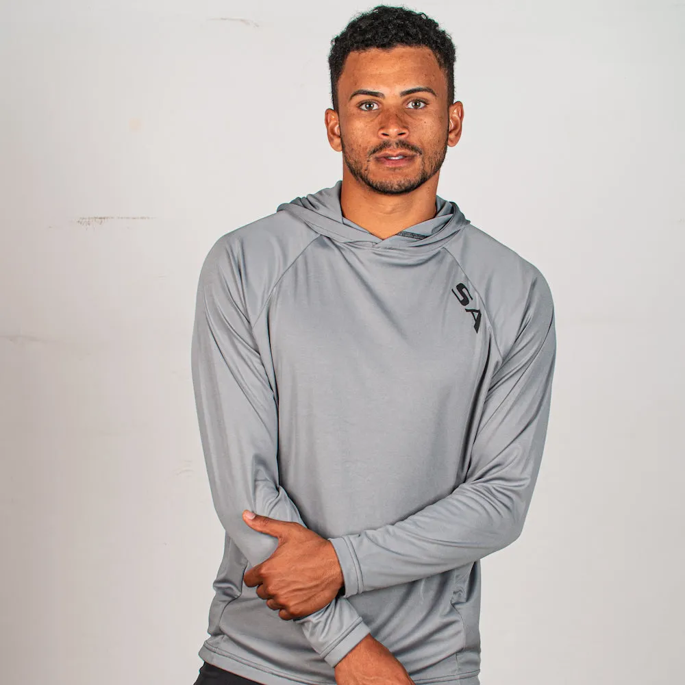 Hooded Performance Long Sleeve Shirt | Grey | SA Logo