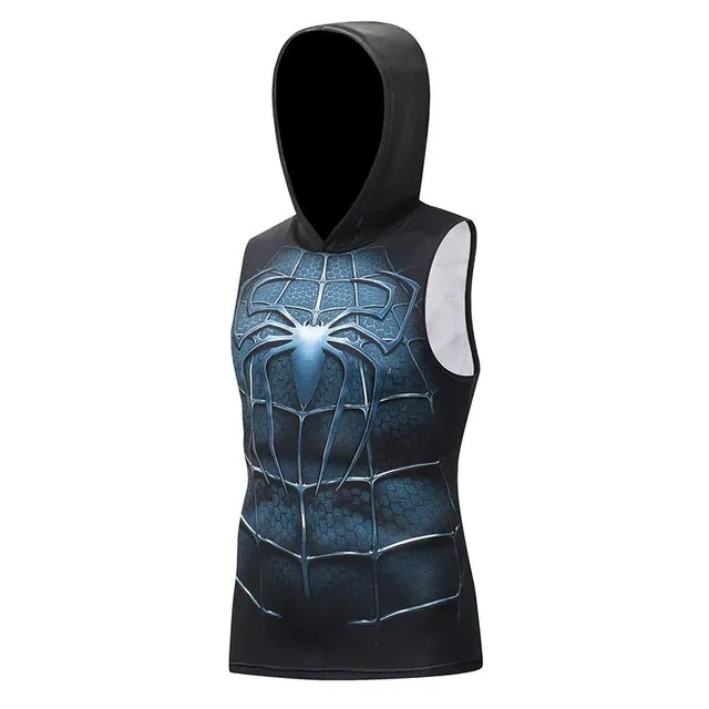 Hooded SPIDERMAN Compression Tank Top For Men