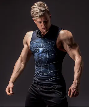 Hooded SPIDERMAN Compression Tank Top For Men