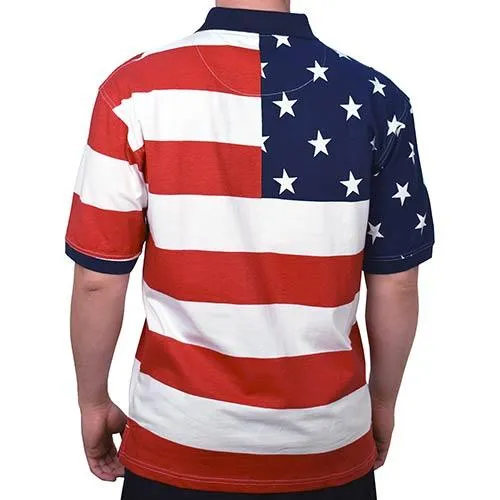 Horizontal American Flag Patriotic Mens Polo Shirt