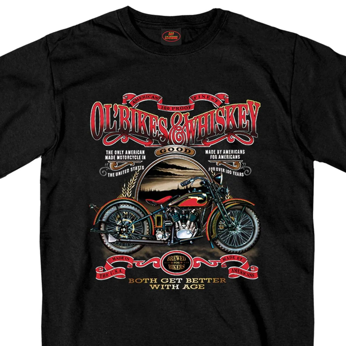 Hot Leathers GMS1074 Men’s ‘Ol' Bikes & Whiskey’ Black T-Shirt