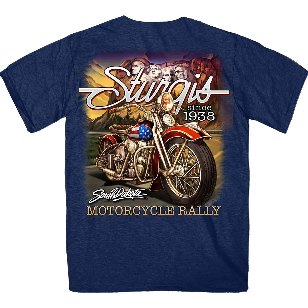 Hot Leathers SPB1097 Men’s Heather Navy 2023 Sturgis Rushmore T-Shirt