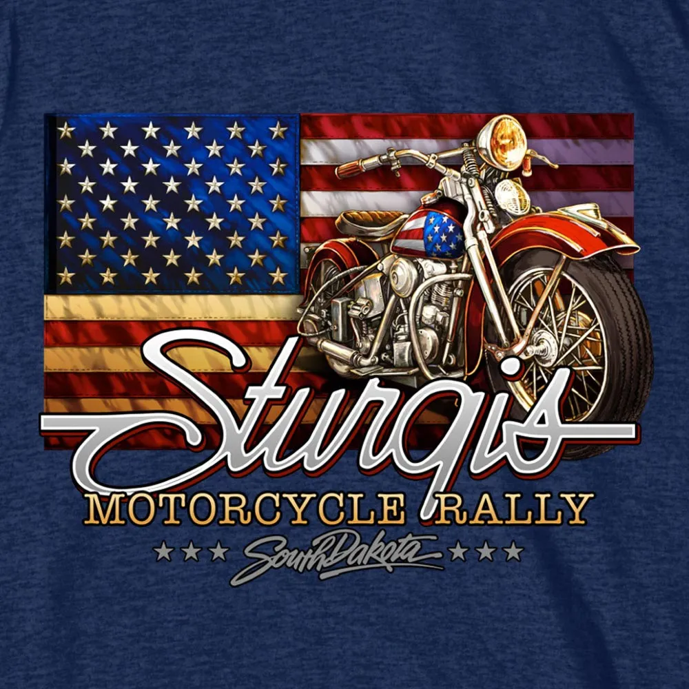 Hot Leathers SPB1097 Men’s Heather Navy 2023 Sturgis Rushmore T-Shirt