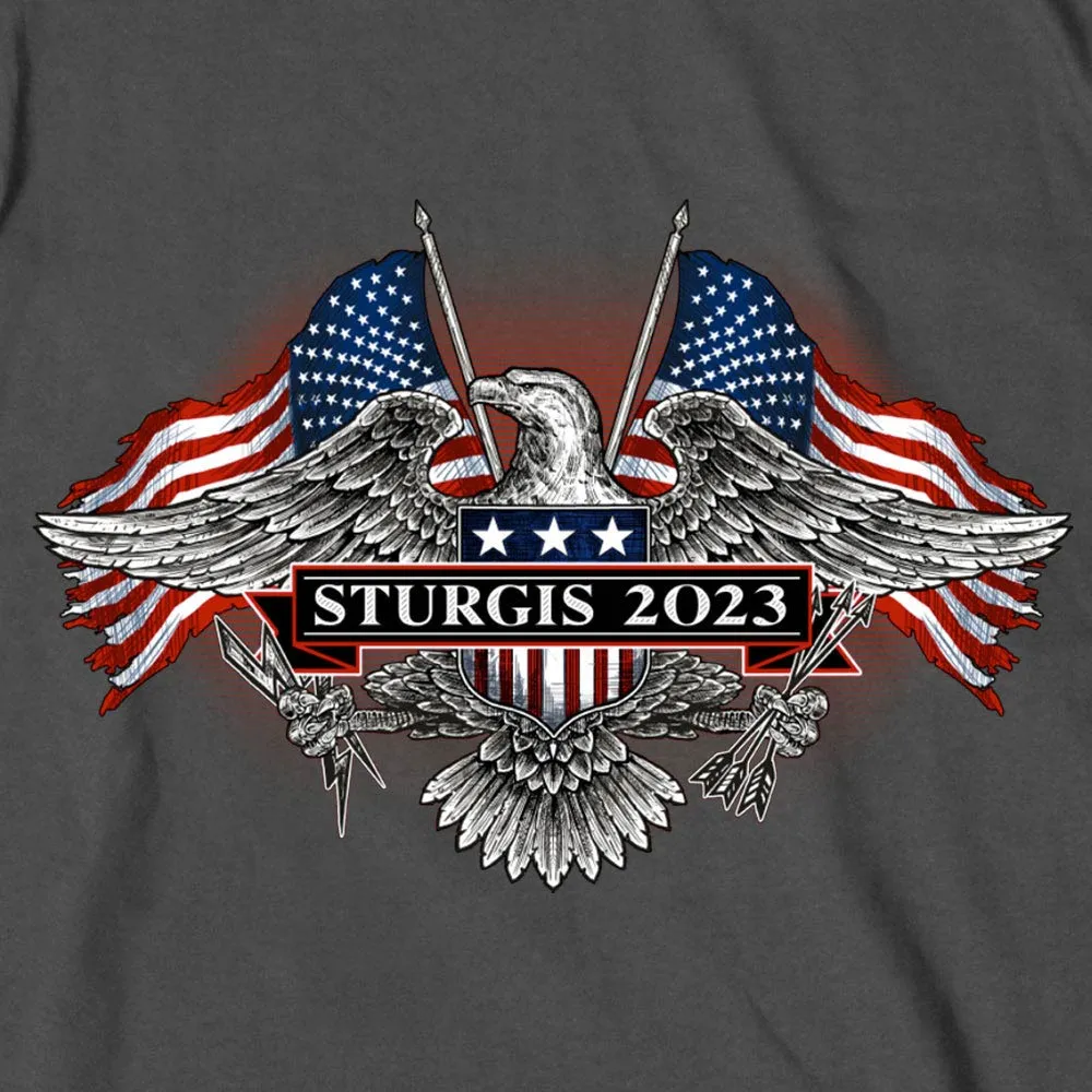 Hot Leathers SPB1105 Men’s 2023 Sturgis Vintage Patriot Charcoal T-Shirt