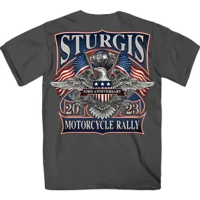 Hot Leathers SPB1105 Men’s 2023 Sturgis Vintage Patriot Charcoal T-Shirt