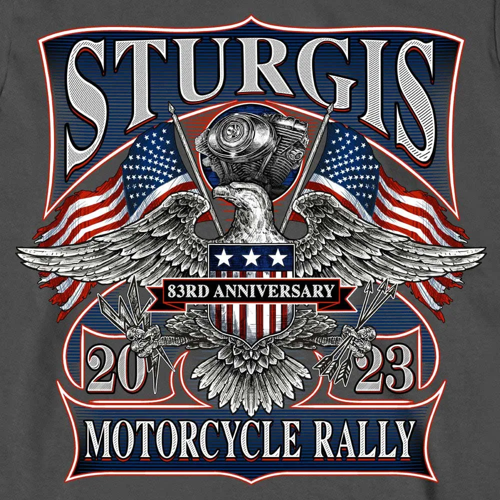 Hot Leathers SPB2105 Men's Charcoal 2023 Sturgis Vintage Patriot Long Sleeve Shirt