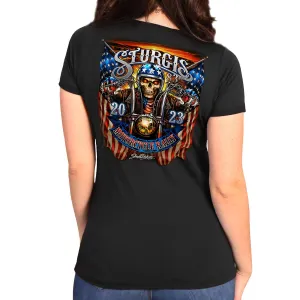 Hot Leathers SPL1823 Women's Black 2023 Sturgis # 1 American T-Shirt