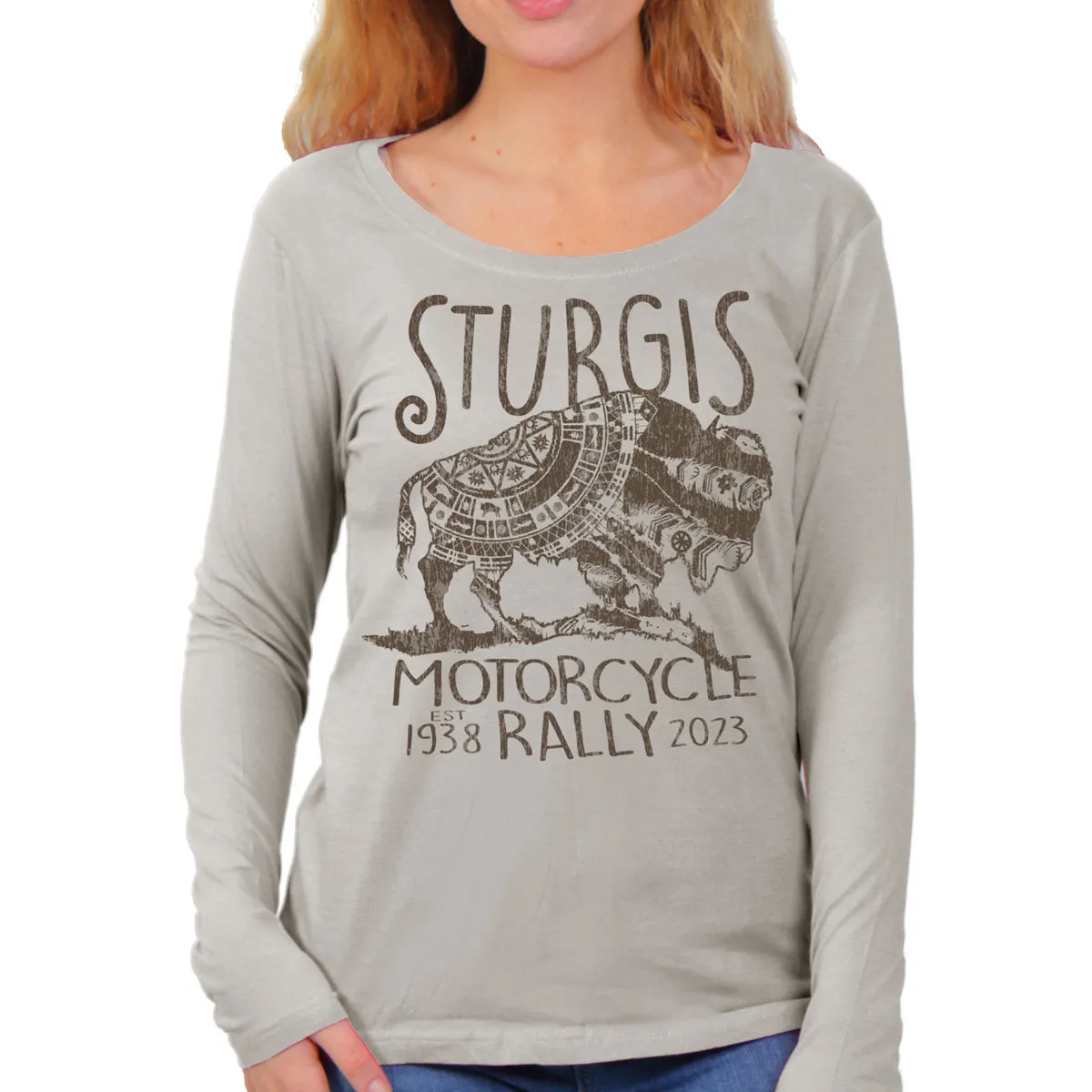 Hot Leathers SPL3839 Women's 2023 Sturgis Buffalo Symbol Long Sleeve Shirt