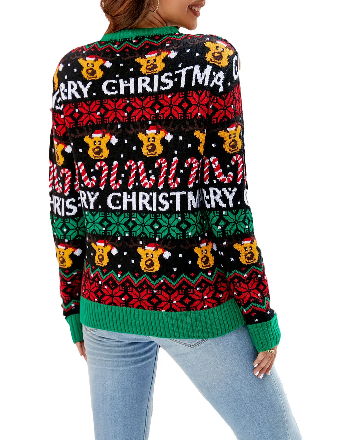 iB-iP Women's Casual Christmas Top Cozy Long Sleeve Pullover Sweater