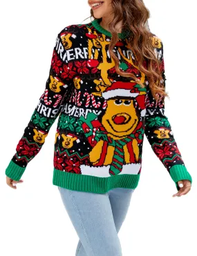 iB-iP Women's Casual Christmas Top Cozy Long Sleeve Pullover Sweater