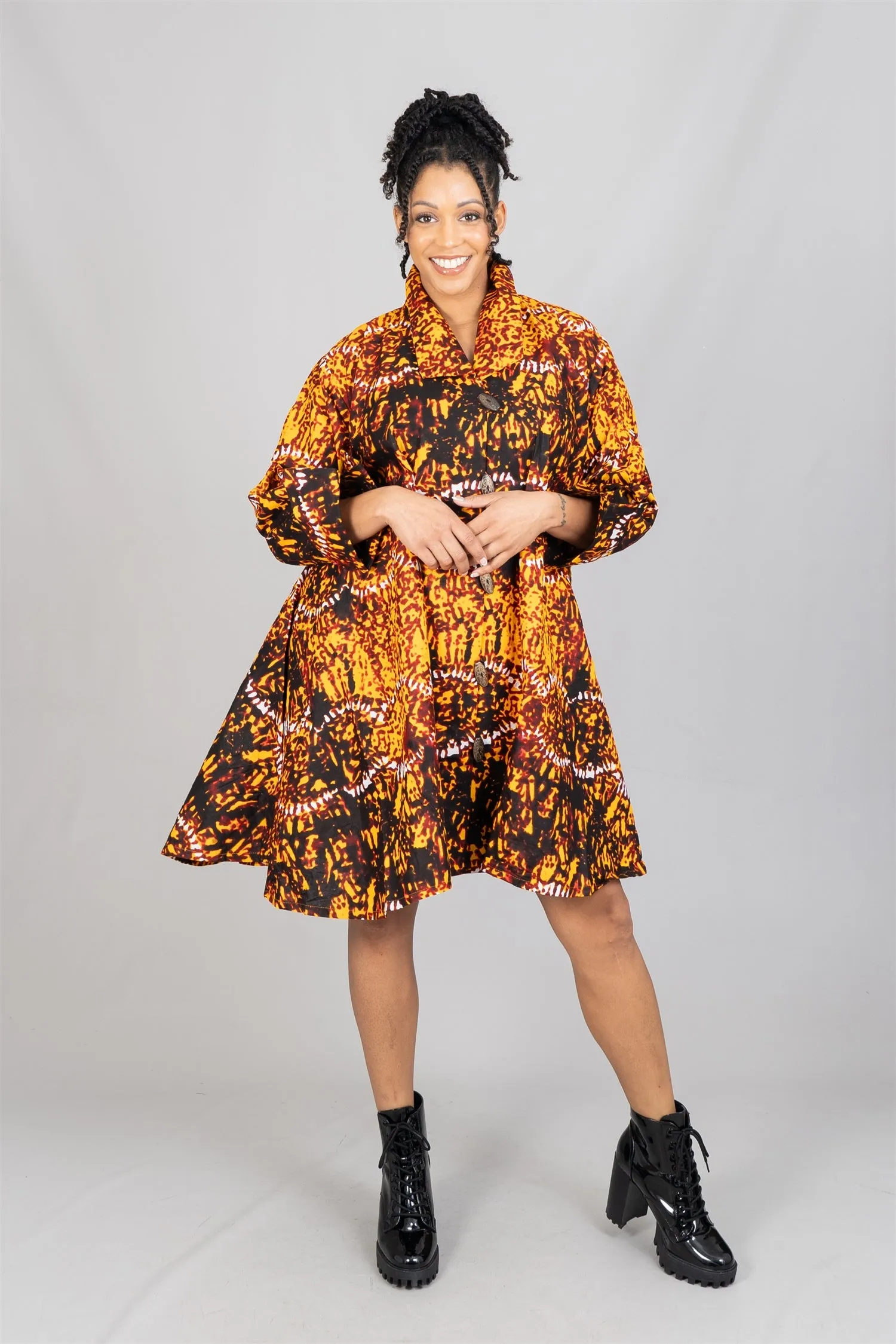 KaraChic 243 Authentic African Print A-line Tunic Top