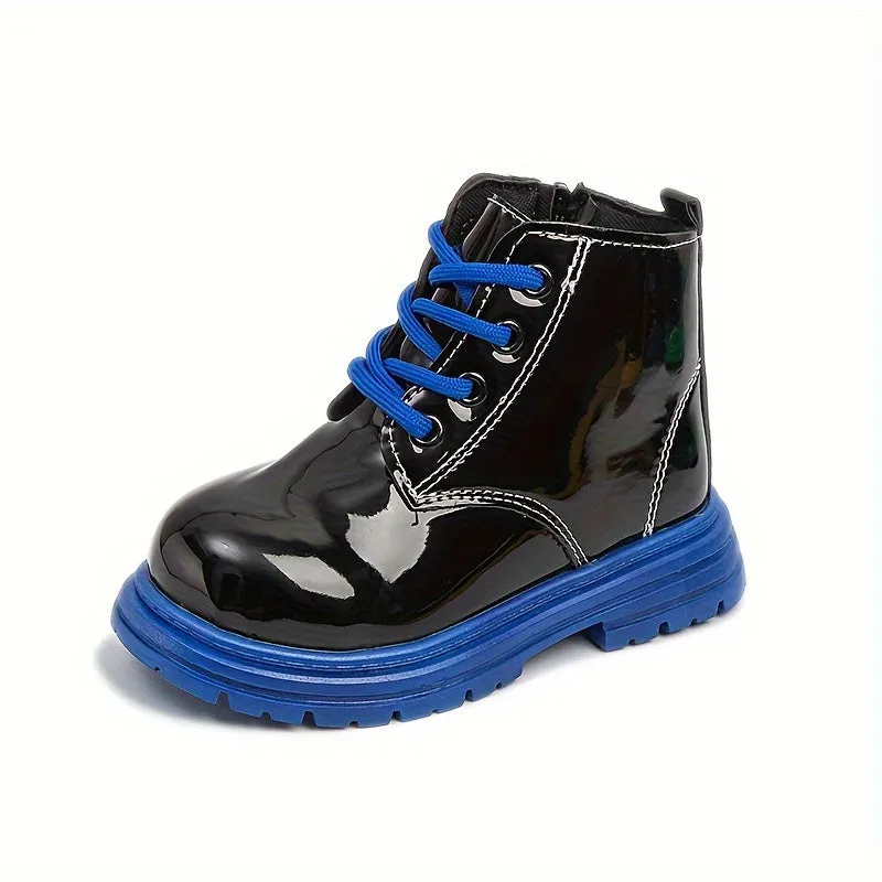 Kids' Fashionable Color-Block Ankle Boots -, Slip-Resistant & Lightweight for Spring/Fall