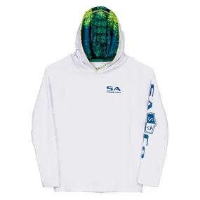 Kids Hooded Performance Long Sleeve Shirt | White | Inner Hood Mahi