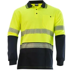 KM Workwear Hi Vis 2 Tone Micro Mesh Polo c/w 3M Segmented Reflective Tape M1131T