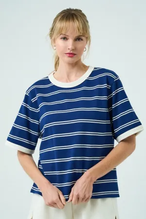 Knit Striped Tee Navy/Cream