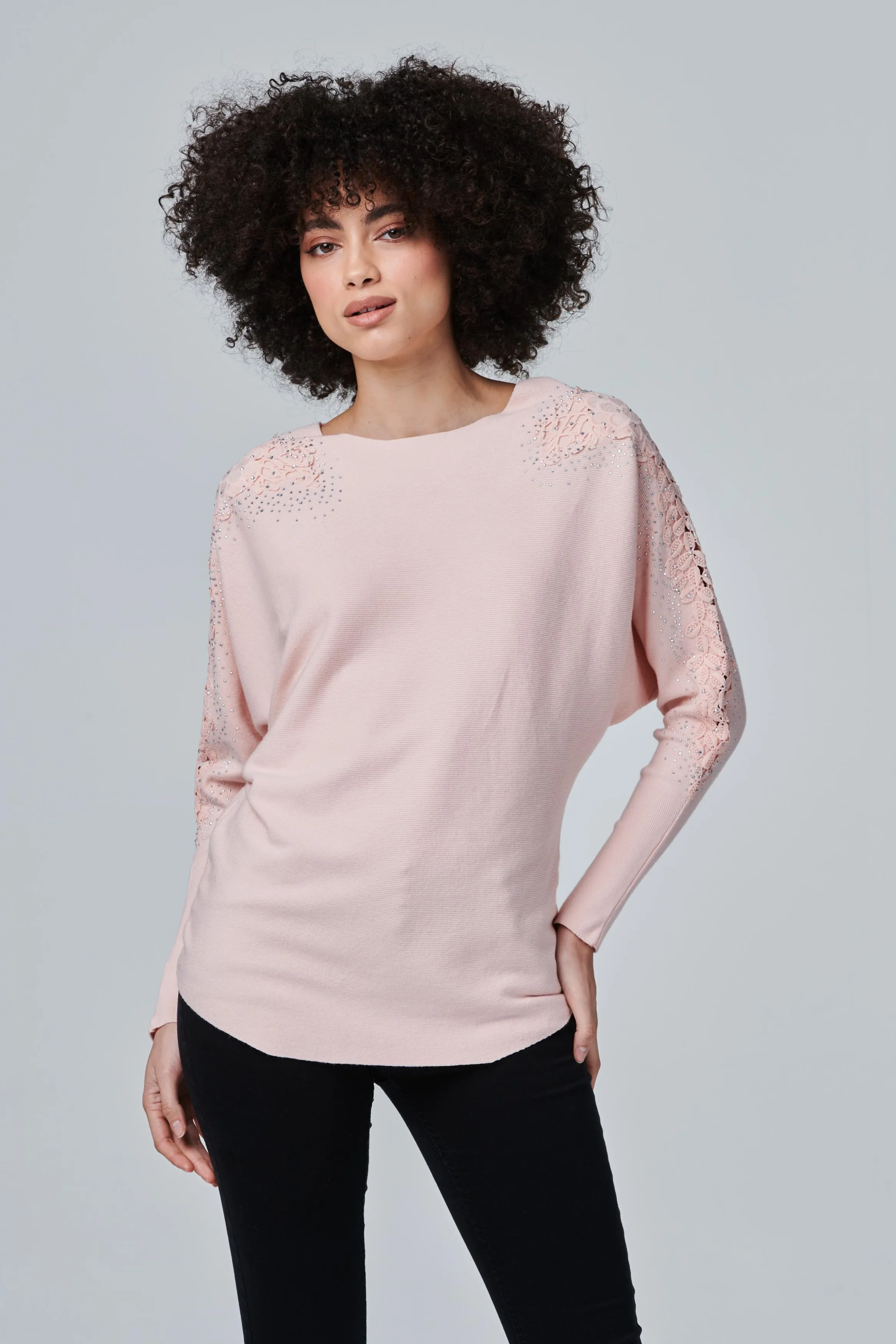 Lace Sleeve Knit Top