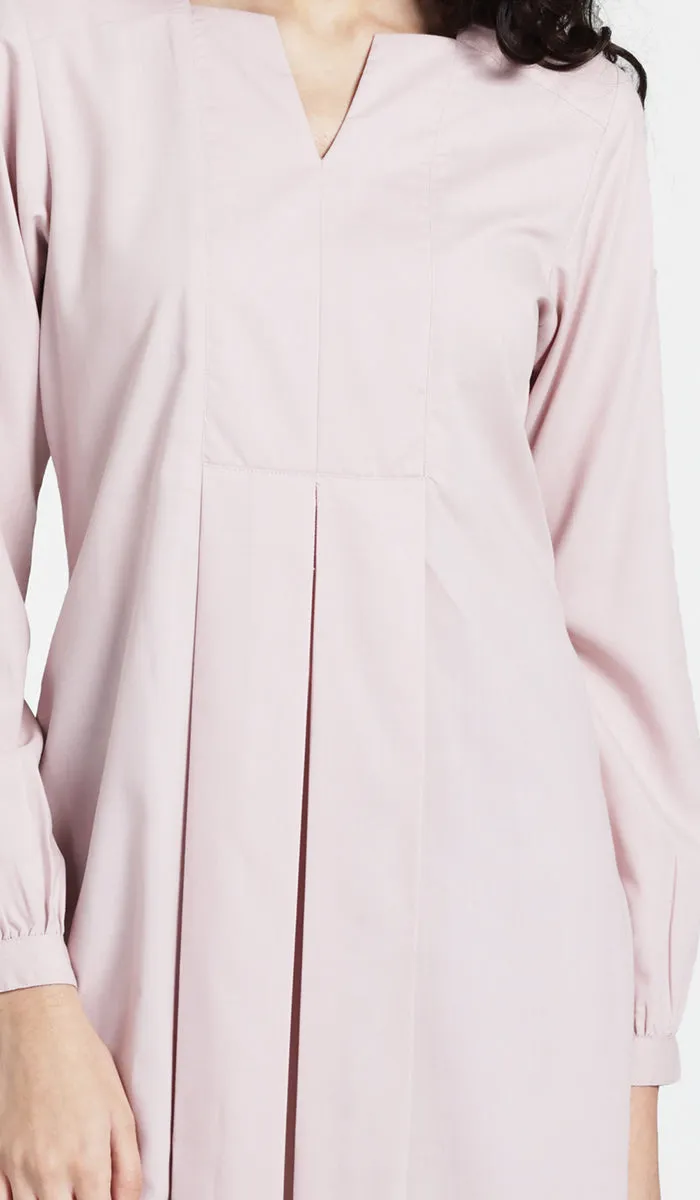 Leah Cotton Feel Long Modest Tunic Dress - Blush - Final Sale