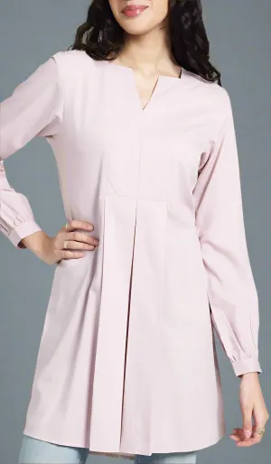 Leah Cotton Feel Long Modest Tunic Dress - Blush - Final Sale