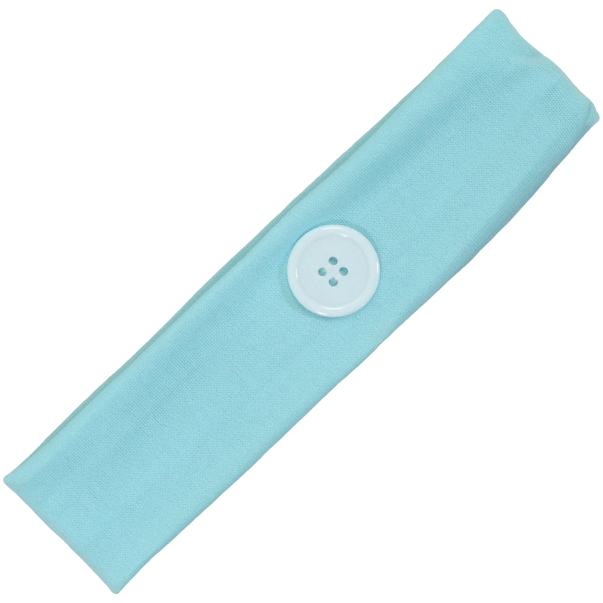 Light Blue Button Headband for Mask