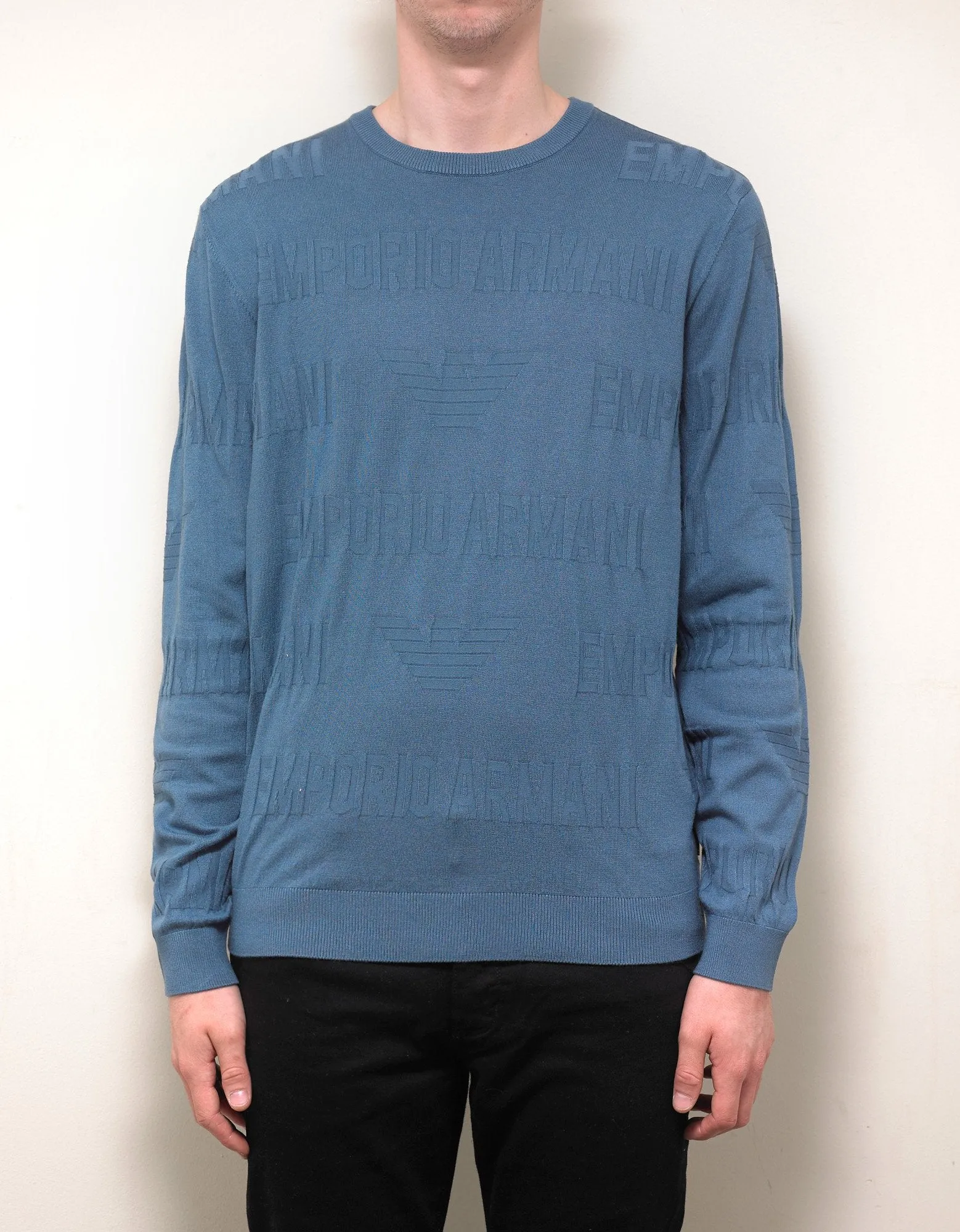 Light Blue Logo Intarsia Sweater