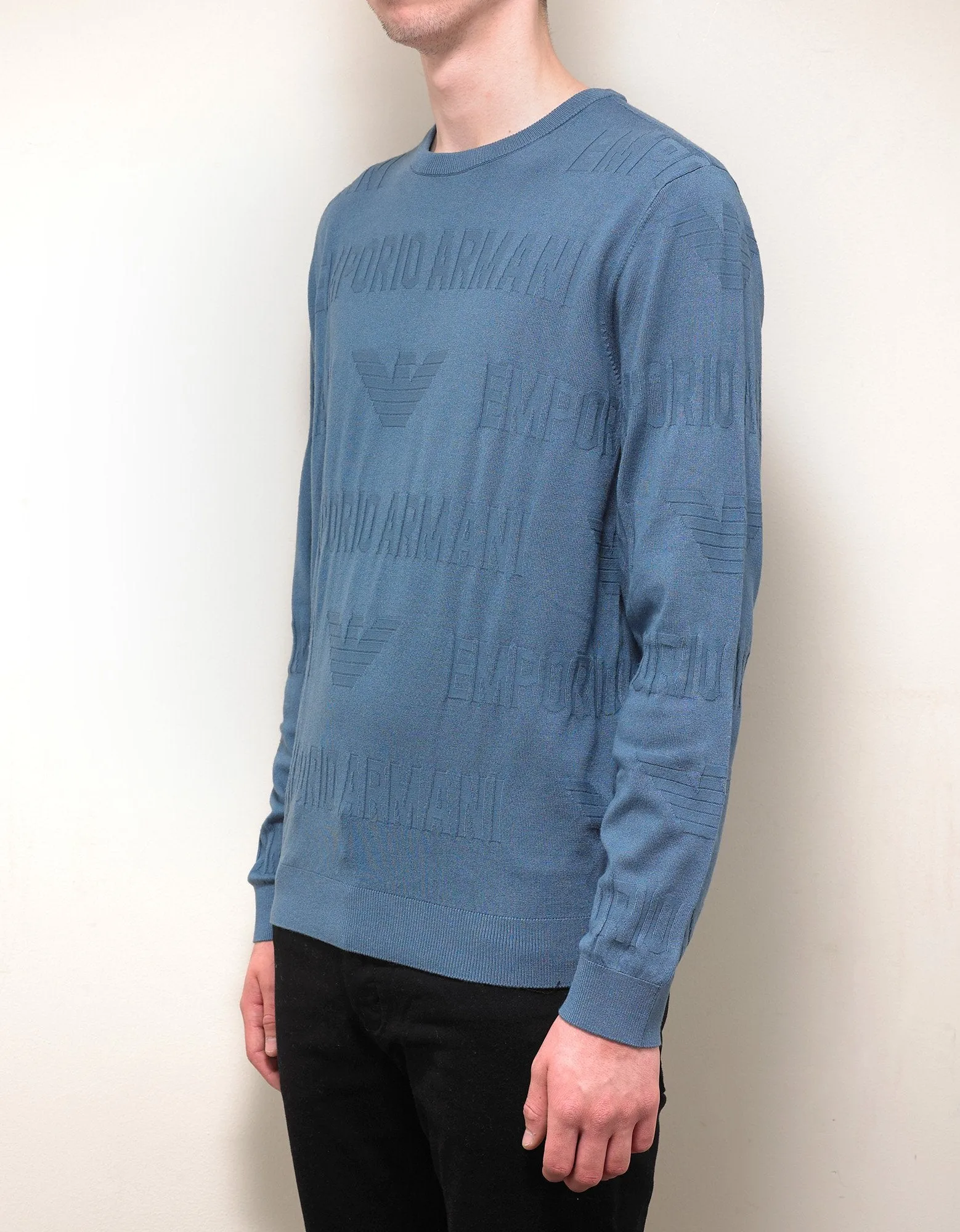 Light Blue Logo Intarsia Sweater