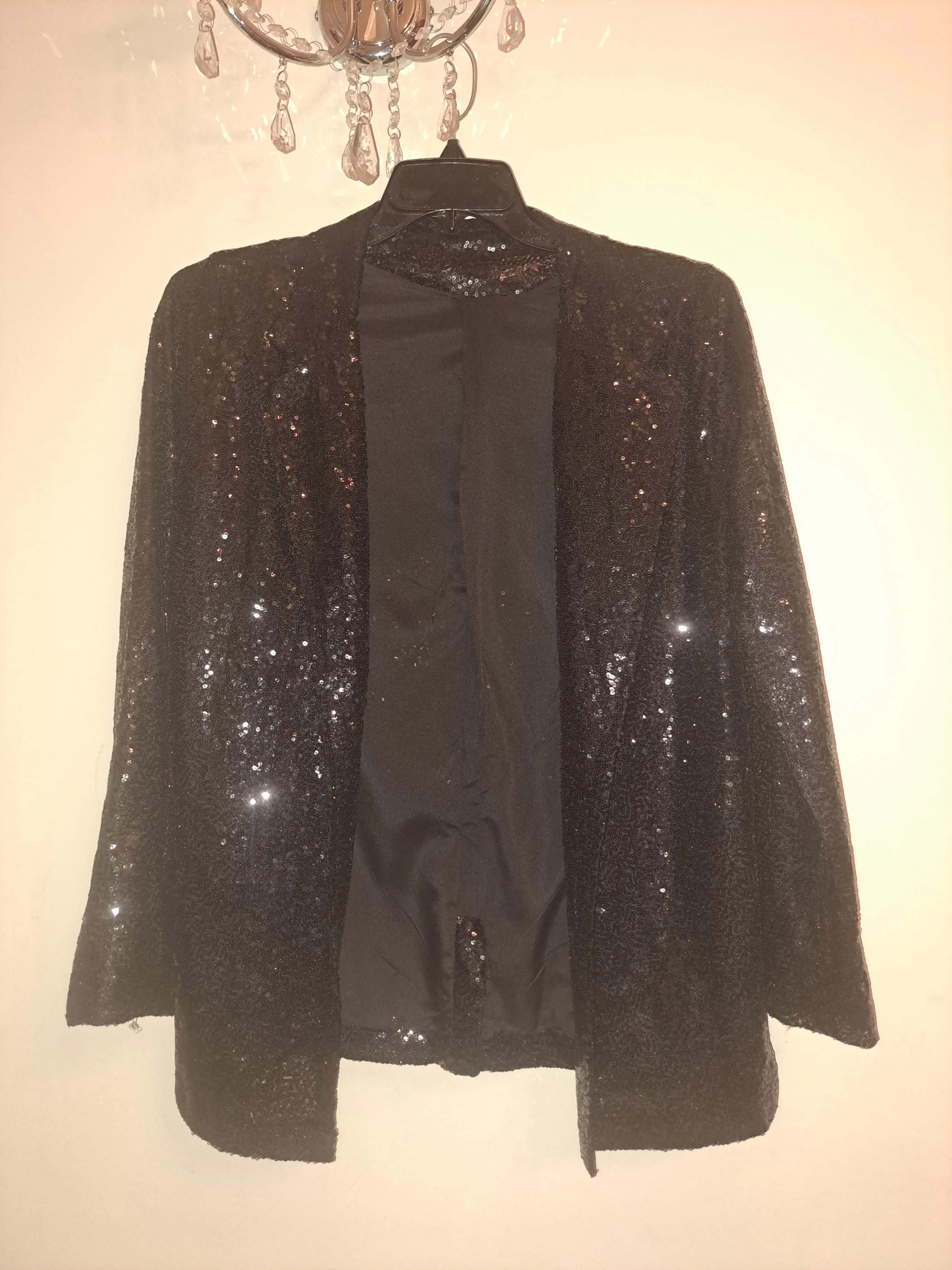 Lightweight Sequin Open Front Blazer