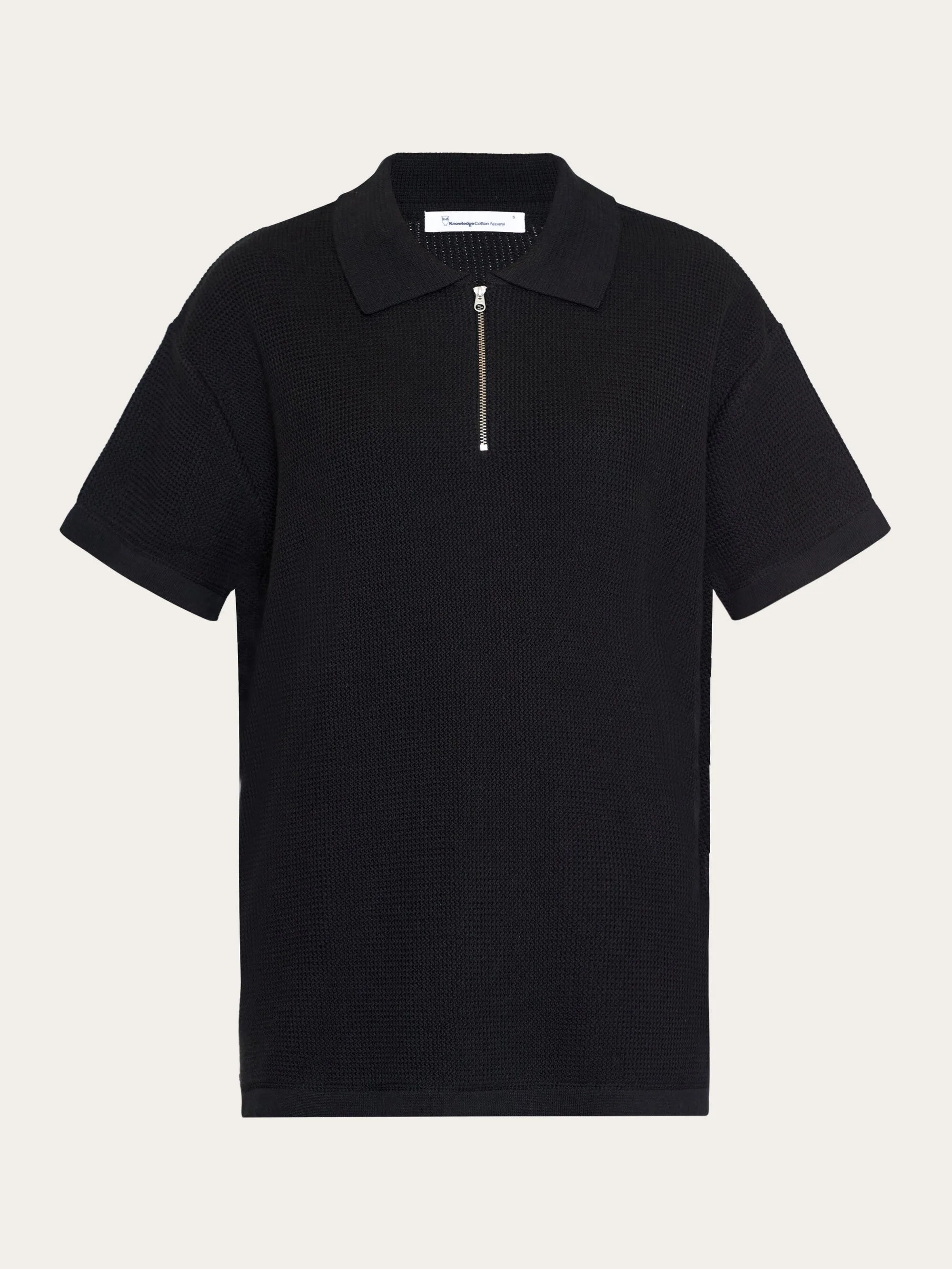 Loose short sleeve polo - GOTS/Vegan - Black Jet