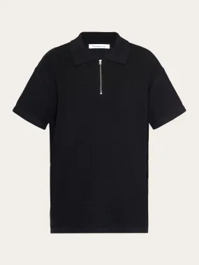 Loose short sleeve polo - GOTS/Vegan - Black Jet