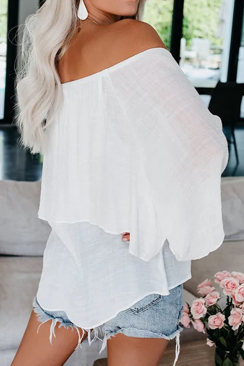 Love Lights White Off Shoulder Ruffled Top