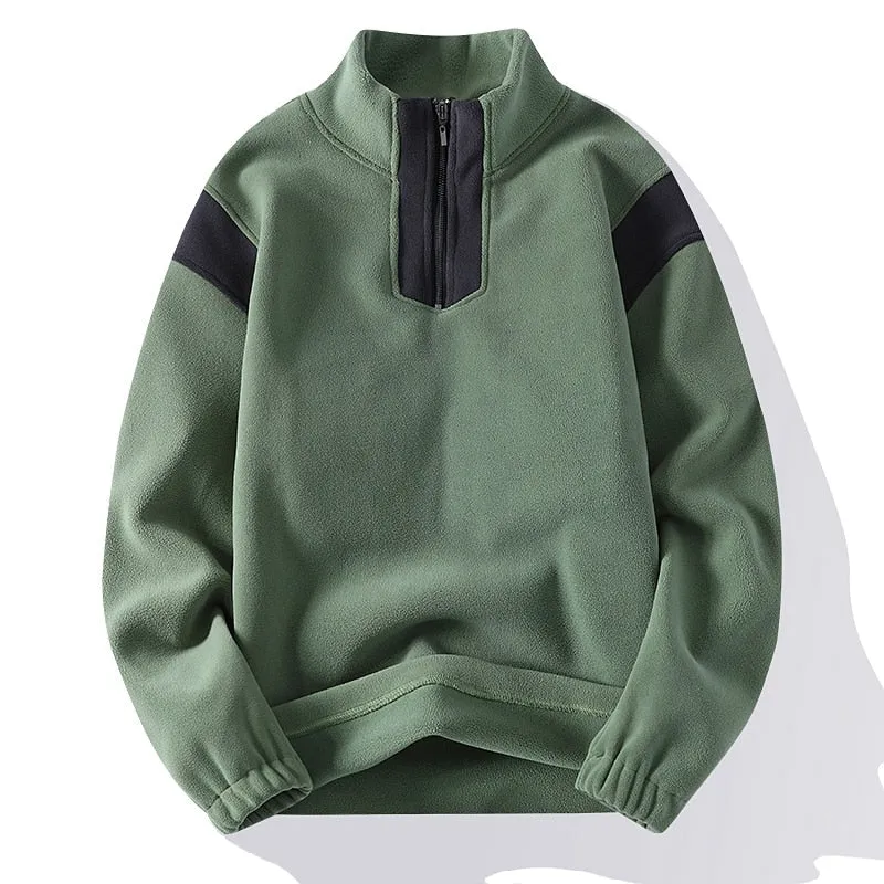 Man Sweatshirts Autumn Winter Austrian Grain Fleece Thickened Hoodie Men High Neck Fashion Streetwear Long Sleeve Warm Tops