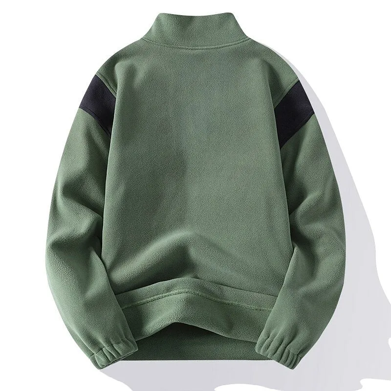 Man Sweatshirts Autumn Winter Austrian Grain Fleece Thickened Hoodie Men High Neck Fashion Streetwear Long Sleeve Warm Tops