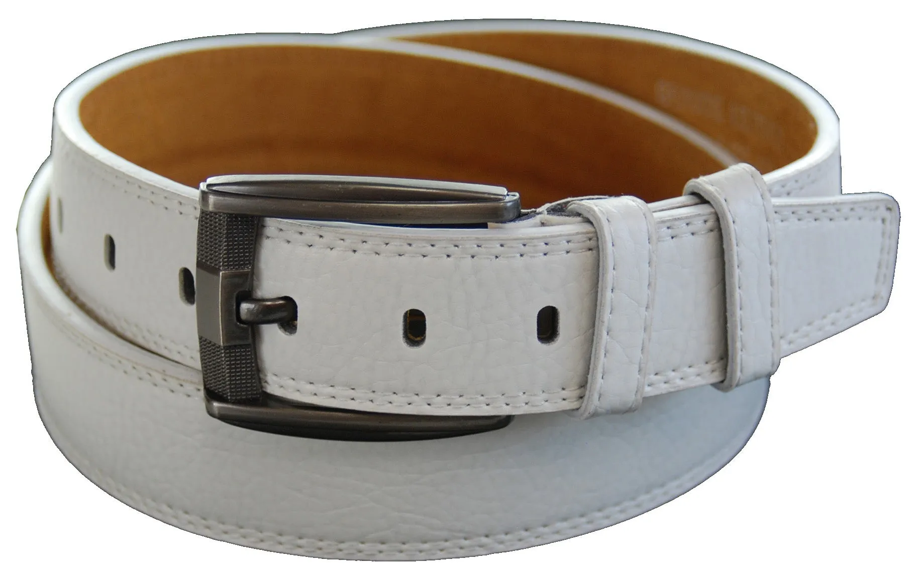 Marshal Genuine Leather Men Casual Jeans Belt, White