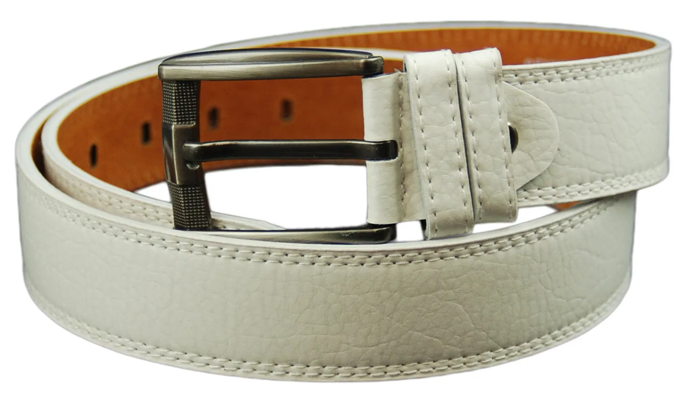 Marshal Genuine Leather Men Casual Jeans Belt, White